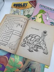 Vintage Lot of 5 DINOSAUR Coloring Books Most Unused But One Has Marks