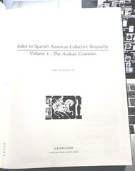 INDEX SPANISH AMERICAN Collective Biographies/Andean Vol.1 Sara deMundo Lo 3 lbs