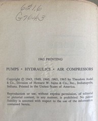 Audels Pumps Hydraulics and Compressors Frank D Graham 1965, Ex-Library
