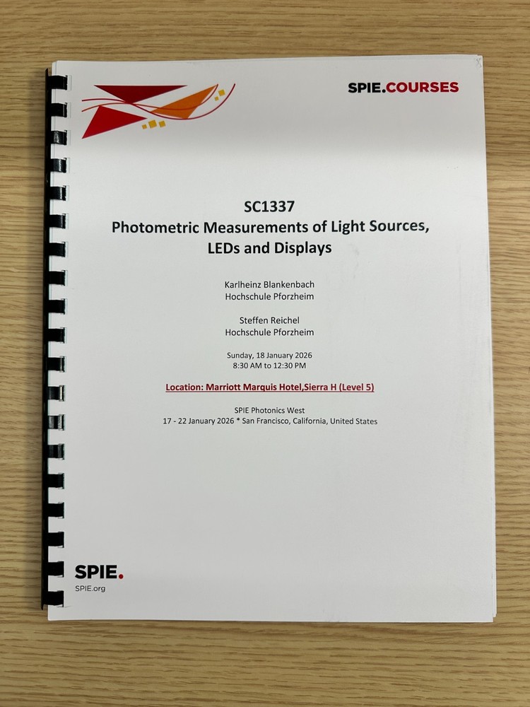 SPIE Course Notes SC1337 Photometric Measurements LEDs Light Sources 134 pages