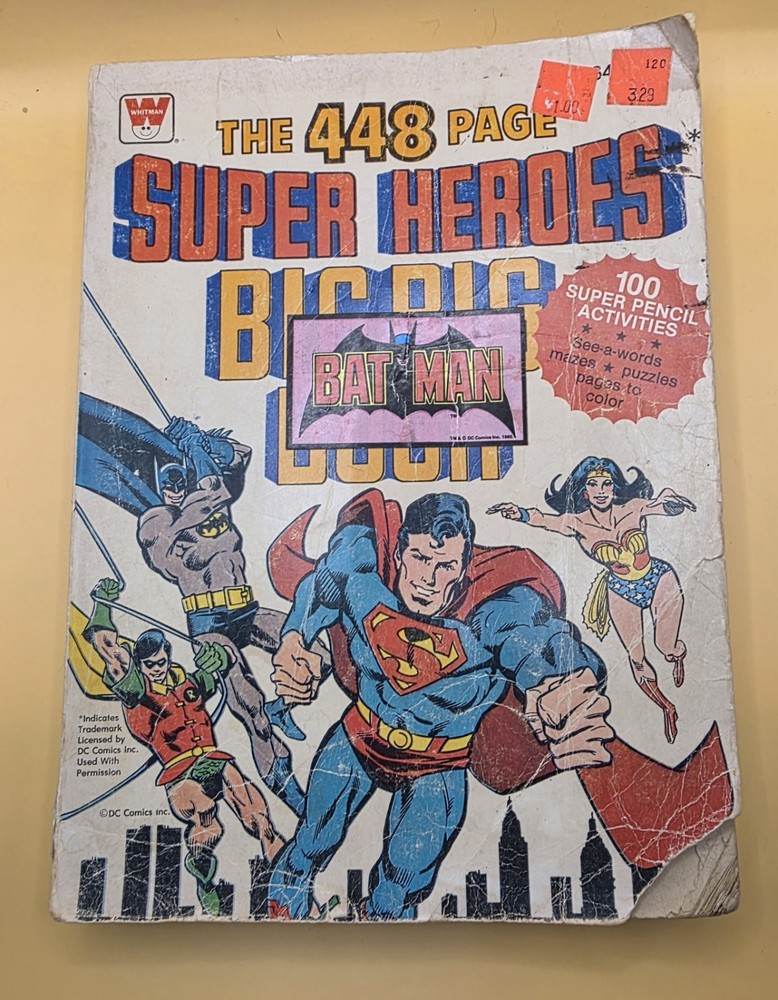 1980 Vintage Superheros 448 Page Big Big Book Coloring Activity Book Used