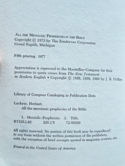 All The Messianic Prophecies Of The Bible Herbert Lockyer Zondervan 1977 HC