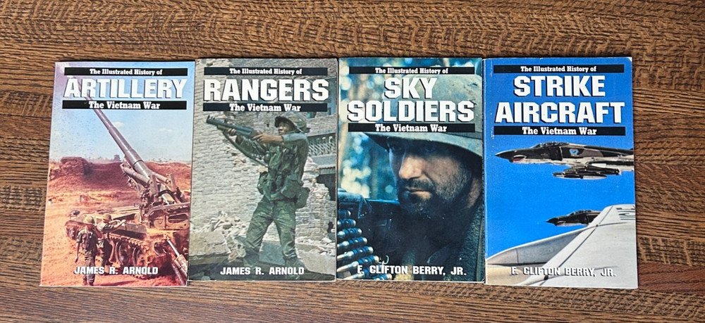 Vietnam War History lot of 4, Strike Aircraft; Sky Soldiers; Artillery; Rangers