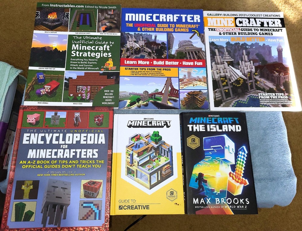 Minecraft Books Lot of 6 Strategy Guides/Novels HARDCOVER & PB NEW UNREAD