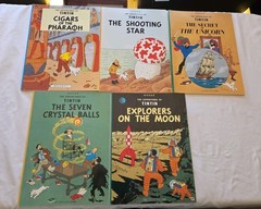 Tintin Lot Of 5 Vintage Paperback The Adventures of Tintin by Herge 1980s