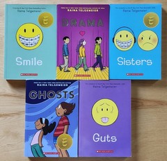 Lot of 5 Raina Telgemeier Books ~ Smile Sisters Guts Drama Ghosts