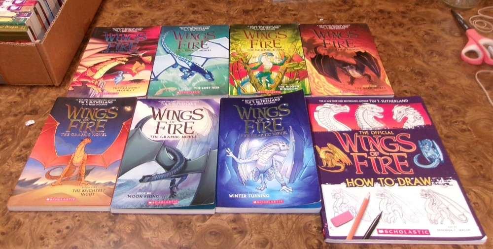 Wings of Fire Graphic Novels Set 1-7 & How to Draw Wings of Dragons Book Lot