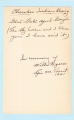„My Cousin WILL ROGERS” by Spi M. Trent, signed handwritten letter (in Cherokee)