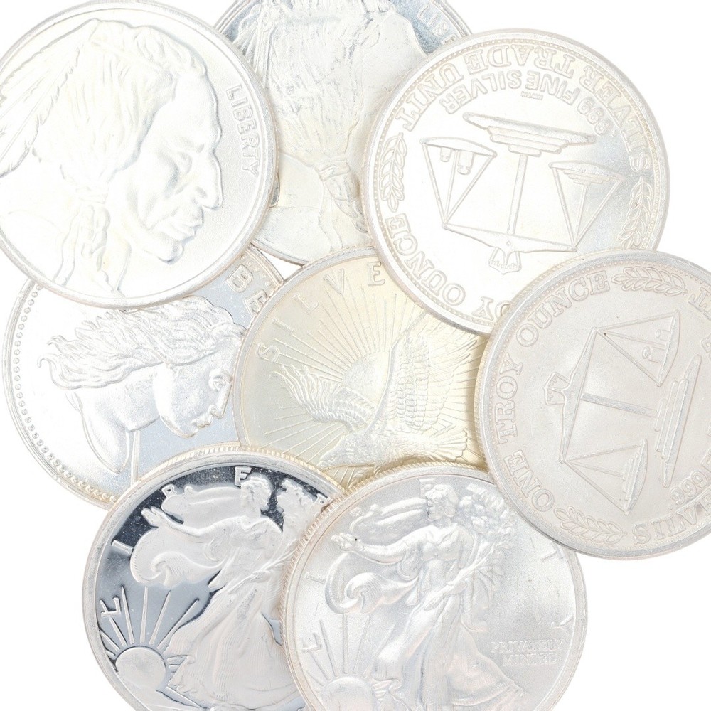 Assorted 1 oz .999 Fine Silver Rounds Variety Collection Set of 8 Rounds