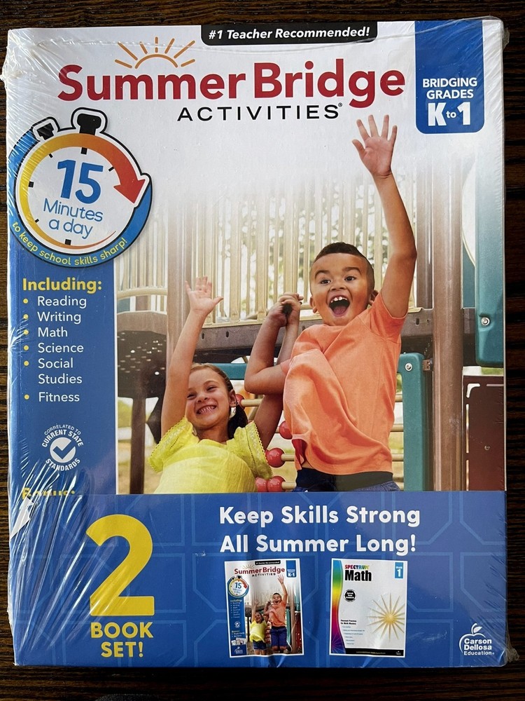 Summer Bridge Activities Grades K to 1 & Spectrum Math 1st Grade :NEW Sealed Set