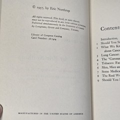 Science Looks At Smoking Inquiry Into Effects On Health By Eric Northrup 1957 HC