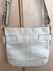 Coach White Shoulder Bag Ladies Handbag 10.6×10.2×1.6 in Authentic