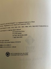 Black’s Law Dictionary, 7th Seventh Deluxe Edition by Bryan A Garner Thumb Index