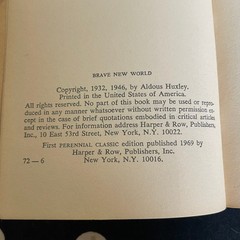 Brave New World by Aldous Huxley 1969 Perennial Paperback Edition