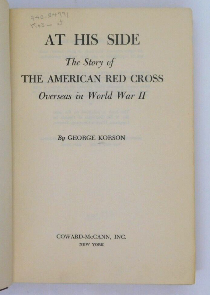Book At His Side American Red Cross Story WWII World War Two George Korson