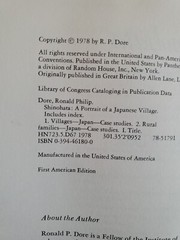 SHINOHATA A Portrait of a Japanese Village by Ronald P Dore HC 1st AM ED 1978