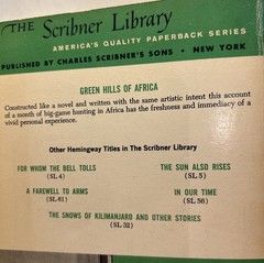 Vintage Green Hills of Africa Ernest Hemingway Scribner Library PB 1935
