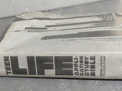 Teen Life Application Study Bible Leather Like Steel Gray Cityscape Buildings