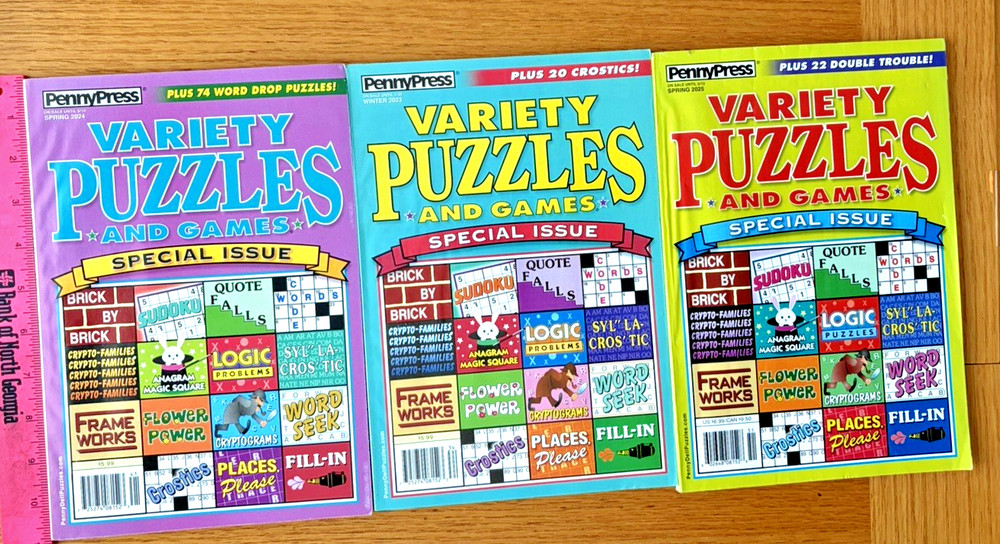 Lot of 3 PENNY PRESS VARIETY PUZZLES & GAMES SPECIAL ISSUE NEW Free Ship