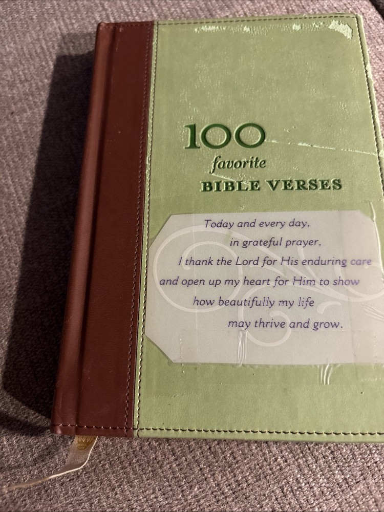 Hallmark 100 Favorite Bible Verses Faux Leather Bound Gold Edges Bookmark 2005