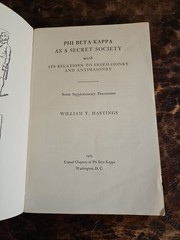 1965 Phi Beta Kappa As A Secret Society Freemasonry Hastings PBK