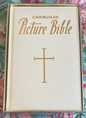 CATHOLIC PICTURE BIBLE – WHITE LEATHER, GILDED PAGE EDGES