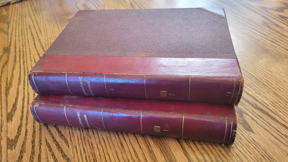 Antique 1920 National Geographic Magazine Hard Cover 2-Book Set Jan-Dec