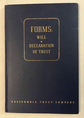Vintage 1930s Forms: Will Declaration Of Trust CA Trust Co Law Book Atty Guford