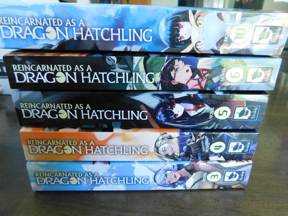 Reincarnated As a Dragon Hatchling Light Novels Lot Vol. 3-6, 10 Necoco Airship