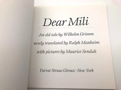 Dear Mili Wilhelm Grimm Maurice Sendak First Square Fish Edition Feb 2013