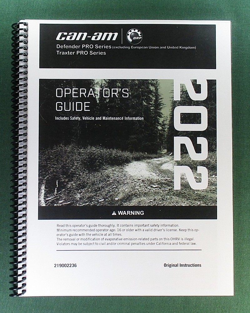 2022 Can-Am Defender PRO DPS HD10 Owner’s Manual: 228 Pages & Protective Covers