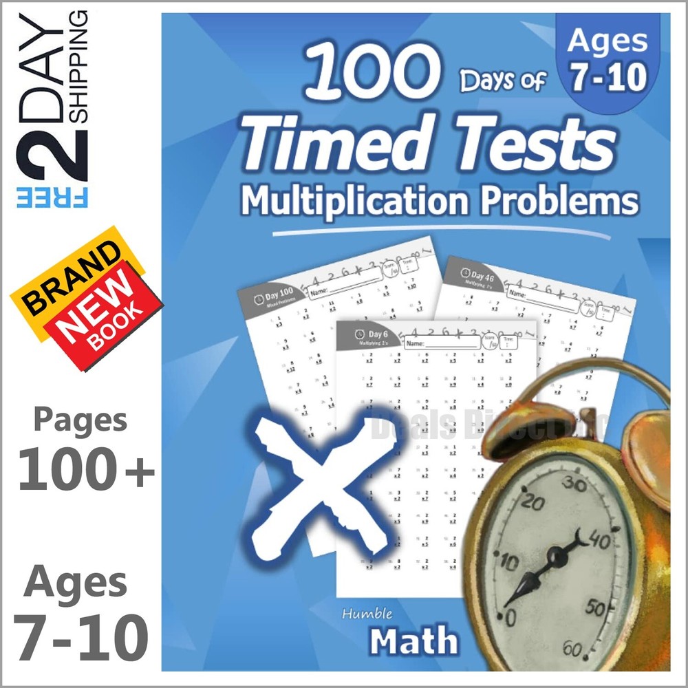 2nd 3rd 4th Grade Math Workbook for Kids Age 7 8 9 10 Multiplication Timed Tests