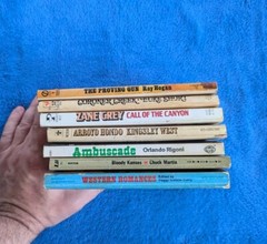 WESTERN 7 Paperback Book Lot Vintage Zane Grey Chuck Martin Action