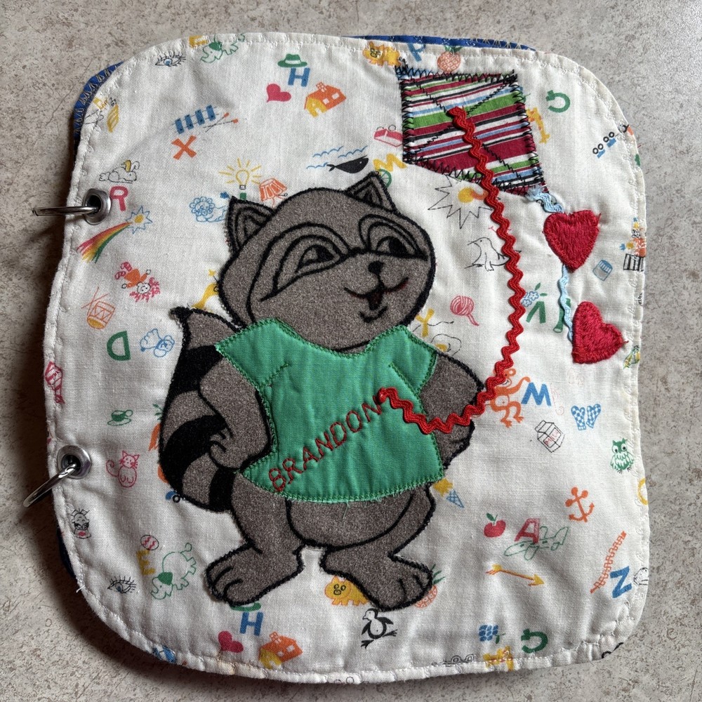 Vintage Handmade Children’s Quiet Soft Fabric Activity Busy Book 8.75” x 9.5”