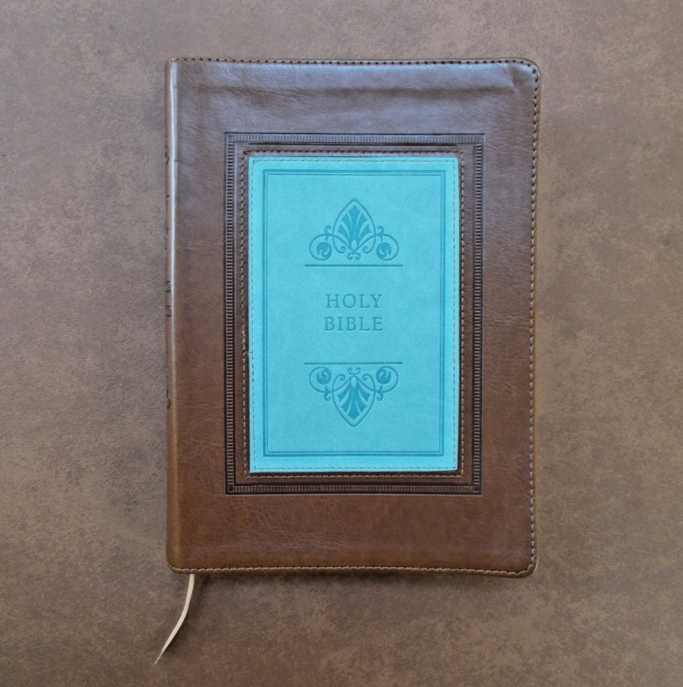 King James Study Bible Red Letter Faux Leather, Teal Inlay, Large Print, Indexed