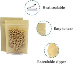 FERENLI 50 Pcs Clear Fornt Brown Kraft Paper for 6.3×9.4 inch, /