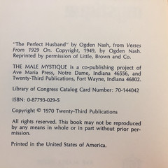 The Male Mystique Urban G Steinmetz 1970 Ave Maria Press Marriage Expectations