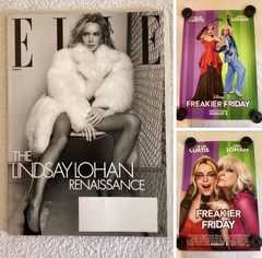 Lindsay Lohan 3PK!! 2x FREAKIER FRIDAY (2025) Original 27×40 DS Posters+ELLE Mag