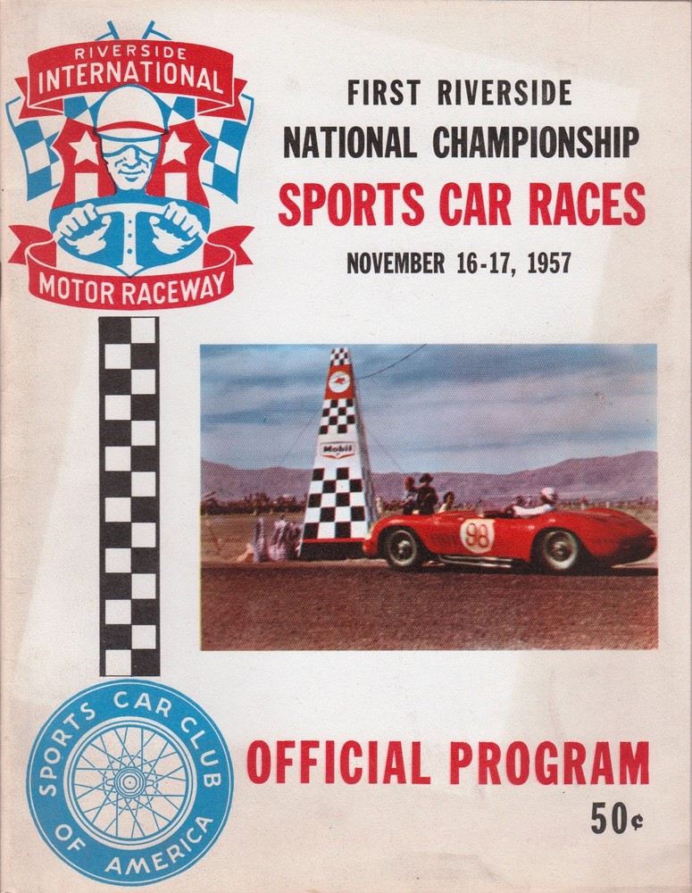 1957 Riverside SCCA National Racing Program – Very Rare – Free Shipping