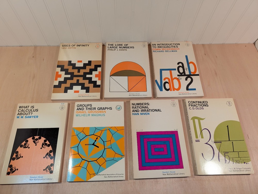 7-Book Lot New Mathematical Library Series 1960s Beckenbach, Niven, Magnus, Olds