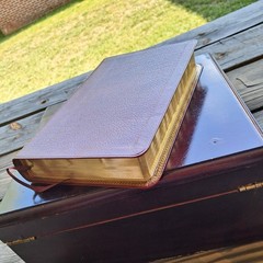 HOLY BIBLE ROYAL SOVEREIGN WORLD KJV BURGANDY GENUINE BONDED LEATHER RED LETTER