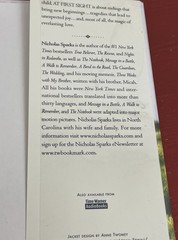 SIGNED Nicholas Sparks At First Sight First Edition First Printing October 2005