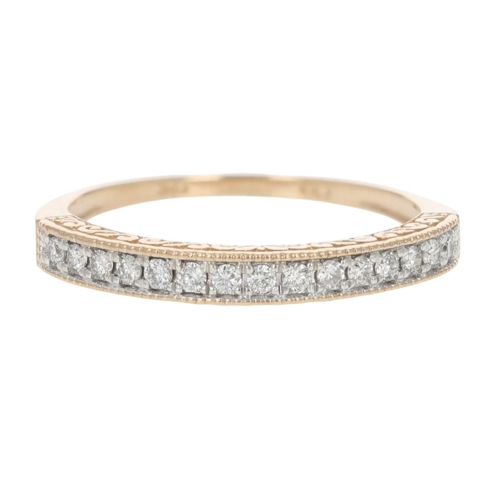 .17ctw Diamond Pavé Milgrain Scroll Wedding Band Ring 14k Rose Gold Size 7.25