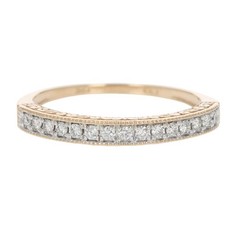 .17ctw Diamond Pavé Milgrain Scroll Wedding Band Ring 14k Rose Gold Size 7.25