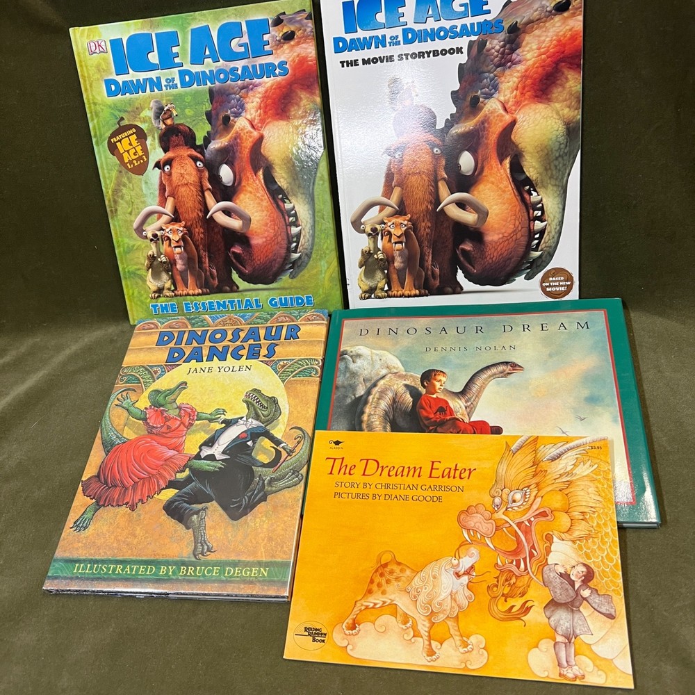 5 Dinosaur Child Books- 2 Ice Age, Dinosaur Dances, Dinosaur Dream, Dream Eater