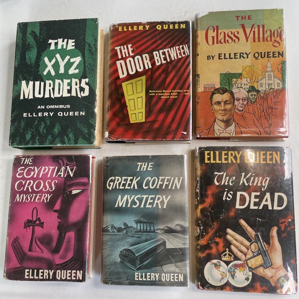 Lot Of 6 Vtg Ellery Queen Mysteries HC/DJ GOOD 1930s, ‘40s, 50s Publications