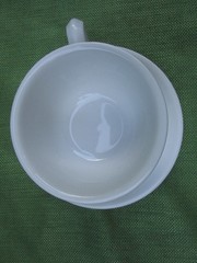 1919 Bristot Caffe Espresso Heavy White Porcelain Cappuccino Cup 8 oz and Saucer