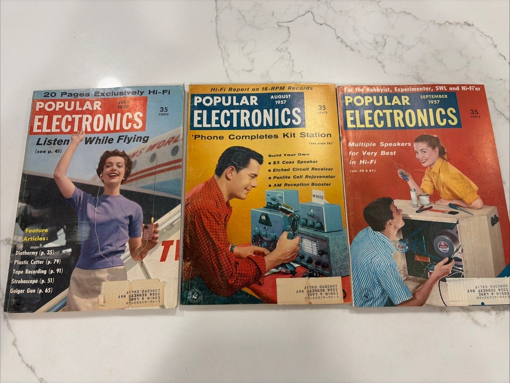 Lot Of Three Issues Popular Electronics 1957 July, August & September