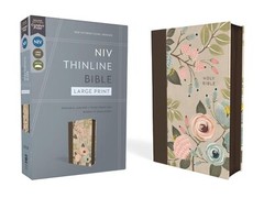 NIV Thinline Bible, Large Print, Leathersoft, Floral, Zippered, Red Letter, Comf