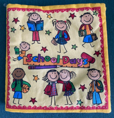 NEW Handmade Sewn Cranston SCHOOL DAYS Cloth Book 2004, 12 pages, 9″ Square